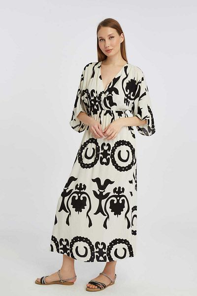 BUUFUU Summer Printed Viscose Fabric Women Dress