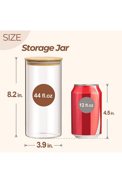 Home Zone Set of 3, 1300 ml Storage Jars with Lid for Tea, Tea Bags, Oatmeal, Cornflakes, Laundry Detergent