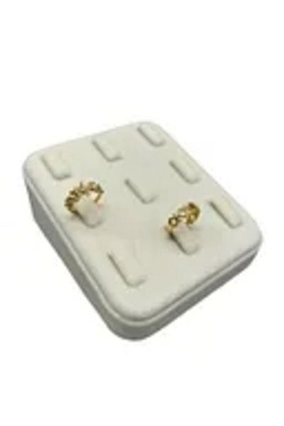 MeGass Dekor Domestic Production Suede Fabric Cream Color 12/11 cm Multi-Claw Ring Display Accessory