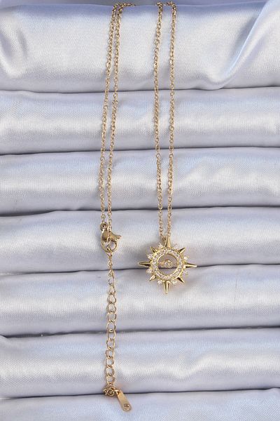 Skygo Gold Colored 316L Steel Zircon Stone Star Shining Necklace - Tj-Bko9083