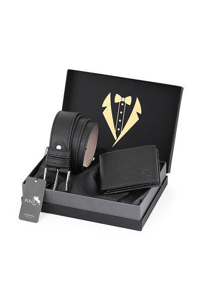 Polo Air Men's Kumer and Wallet Set - 2 Piece Groom Dowry Collection of Premium Classic