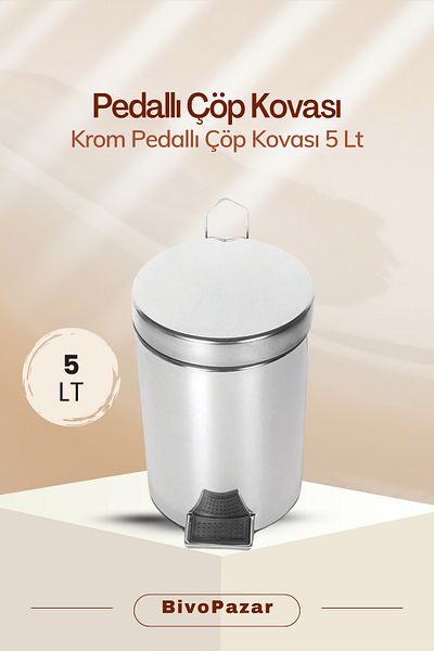 Palex Pedal Trash Can-Chrome 5Lt