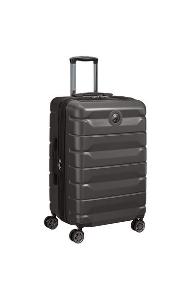 Delsey Air Armour 68cm Hardcase Expandable 4 Double Wheel Check-in Luggage Trolley Black