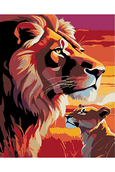 wombhobby LİON FAMİLY Sayılarla Boyama Seti 80X100 Cm Çerçeveli (Kasnağa ) Ge...