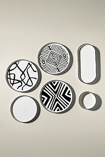 Nehir Black Line 6 Kişilik 15 Parça Seramik Kahvaltı Takımı