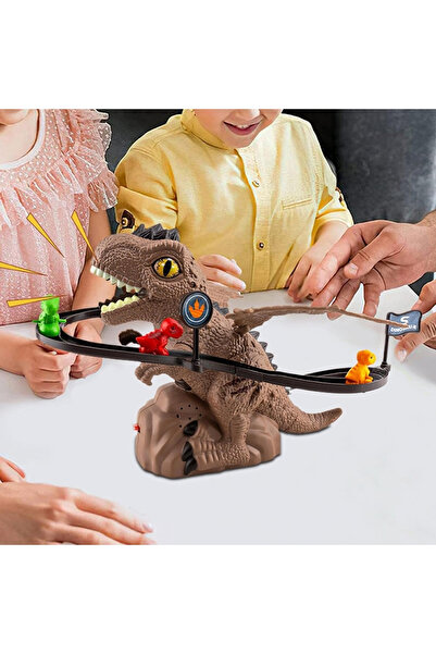 TUENGİ STORE Oyuncak Işıklı Müzikli Dinozorlu Dön Dolaş Oyunu Merdivenden Çıkıp Kaydıraktan Kayan Dinozorlar