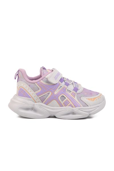AYAKMOD Pantofi sport pentru copii, unisex, alb, liliac, cu plasă cu velcro, 2351 P
