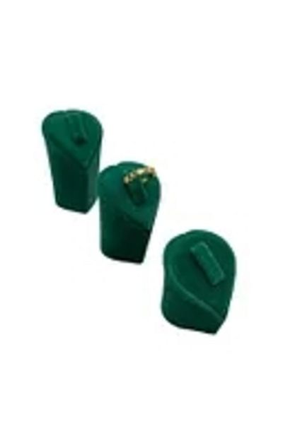 MeGass Dekor Domestic Production Suede Fabric Green Color Triple Suit Ring Display Accessory