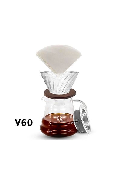 MIBRU V60 Pour Over Premium Coffee Set Of 3 Includes Coffee Server 02 Coffee Dripper 02,coffee Filter 02