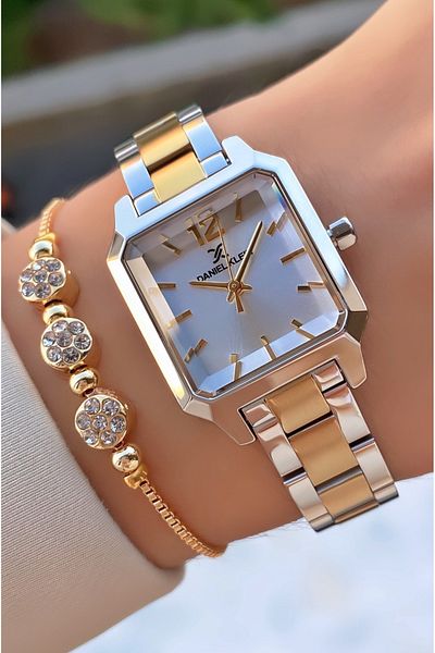 Daniel Klein Brand Yellow Silver Color Women's Wristwatch - Bracelet