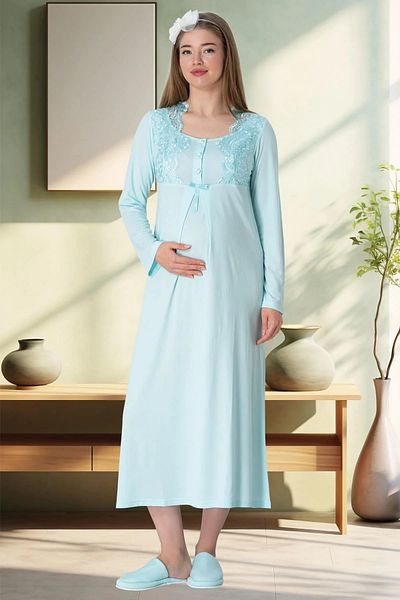 Mecit Pijama 75% قطن 25% فيسكوز طقم ملابس الأمومة مع ثوب صباحي