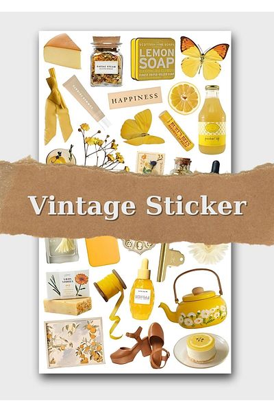 One Little Happiness Vintage Sticker Set Suitable for Planner Agenda Bullet Journal