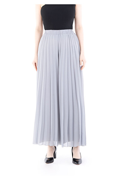 Guzella Pleated Chiffon Elastic Wide Palazzo Skirt-Pants