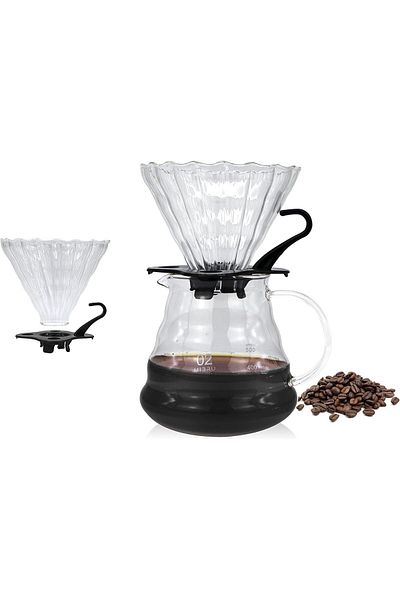 MIBRU V60 Pour Over Premium Coffee Set Of 2 Includes Coffee Server 02 Coffee Dripper 02, Barista Tools