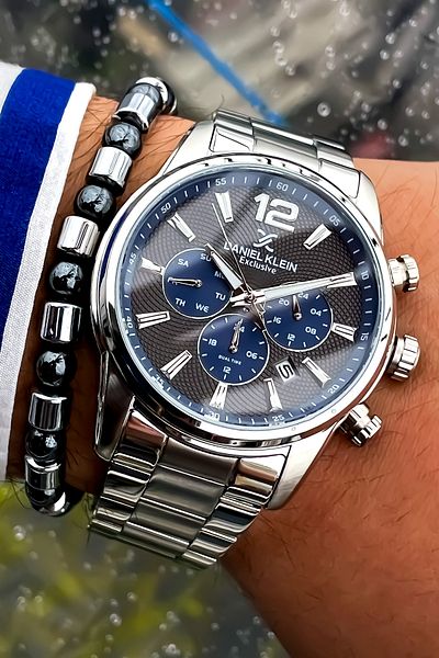 Daniel Klein Steel Cord All Functions Active Men's Wrist Watch Bracelet