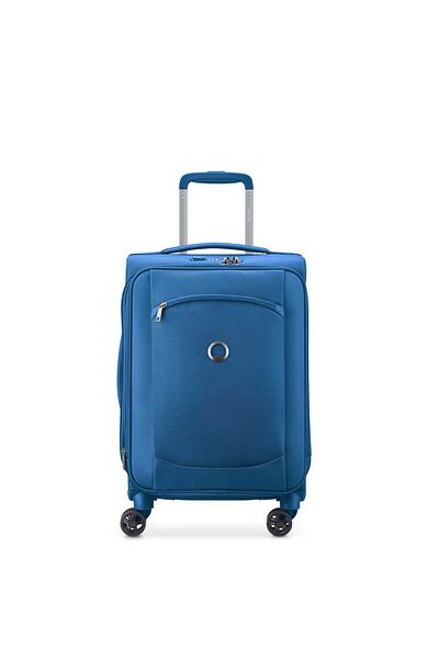Delsey Montm Air 2.0 Softcase 55cm Expandable 4 Double Wheel Cabin Luggage Trolley Recycled Light Blue