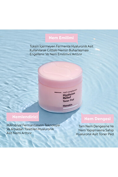 Hanskin Hyaluron Relief Toner Pad-rahatlatıcı-nemlendirici-yatıştırıcı Toner Ped 210ml (60PCS)