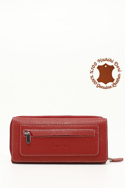 GÖNDERİ(R) Women's Red to Navy Blue Horizontal Genuine Leather Wallet