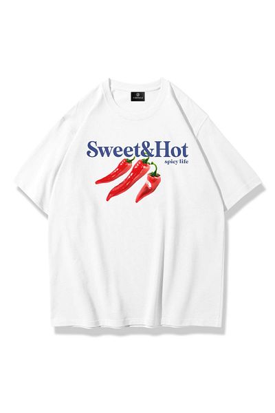 Trendiz Unisex Sweet and Hot Tshirt White