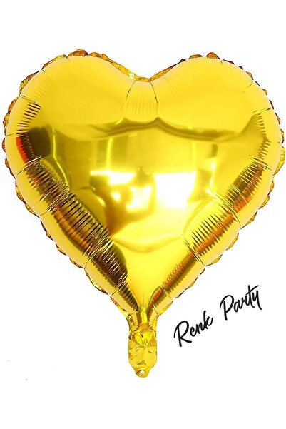 renk party Gold Heart Foil Balloon - 18 Inch - 45 cm - Heart Foil Balloon