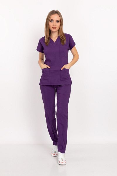 Nur Medikal Giyim Unisex Femei Bărbați Culoare Violet Lycra Doctor Asistentă Spital Scrubs Uniforme Echipa
