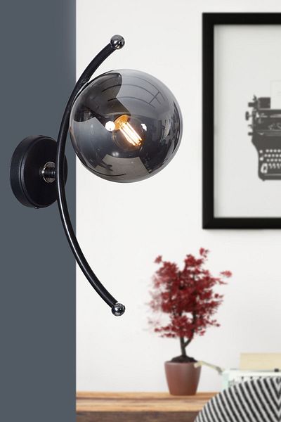 Luzarana Nora Black-chrome Metal Body Smoked Glass Design Luxury Sconce