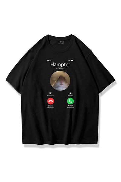 Trendiz Unisex Hampter καλεί Tshirt Μαύρο