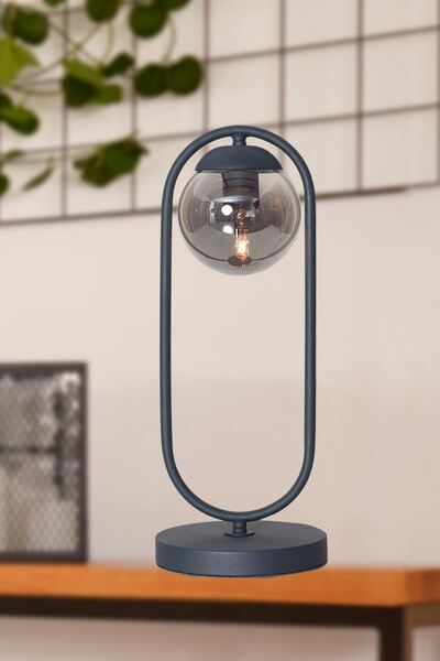 Luzarana Zenga Antrasit Metal Gövde Füme Camlı Tasarım Lüx Masa Lambası