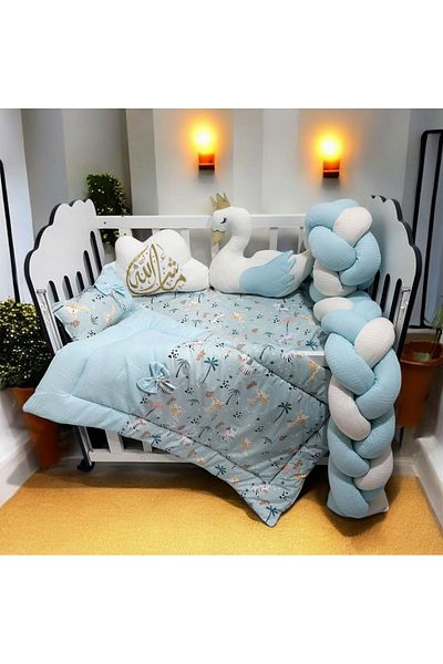 JULYA KİDS 3-Piece Braided Pillow Set - Cloudy and Duck, 60*120 cm Crib Sleeping Set