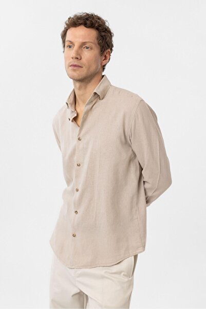 Antioch Men's Shirt - Beige Linen Blend