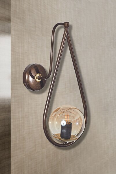 Luzarana Siena Eskitme-Sarı Metal Gövde Bal Rengi Camlı Tasarım Lüx Aplik