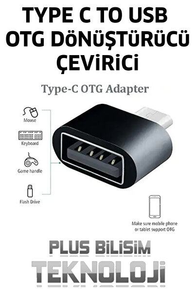 Plus Bilişim Type c to usb çevirici, type c otg dönüştürücü, usb otg, Type C 3.1 Usb 3.0 Data Çevirici Adaptör
