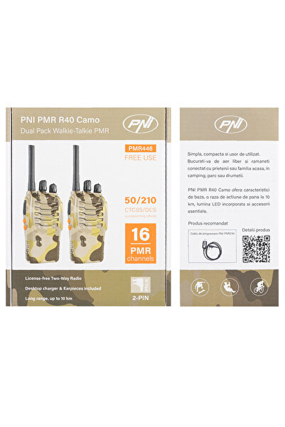 PNI PMR R40 Camo portable radio station, set of 2, 0.5W, 16 programmable