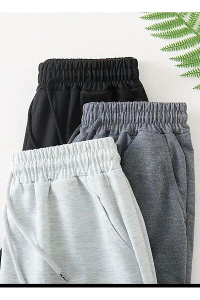 SURMARİ 3 τμχ Μαύρο Γκρι Unisex Regular Smoked Sweatpants