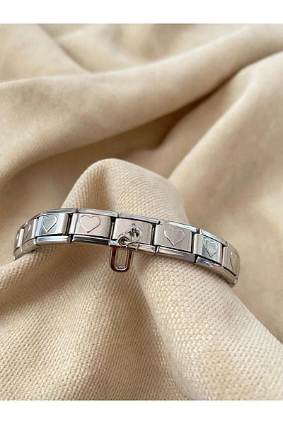 bijoux uniques U Letter Heart Steel Italian Charm Bracelet