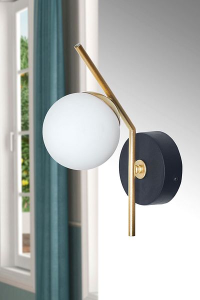 Luzarana Elite Yellow Black Metal Body White Glass Design Luxury Vertical Sconce