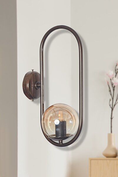 Luzarana Zenga Eskitme Metal Gövde Bal Rengi Camlı Tasarım Lüx Aplik