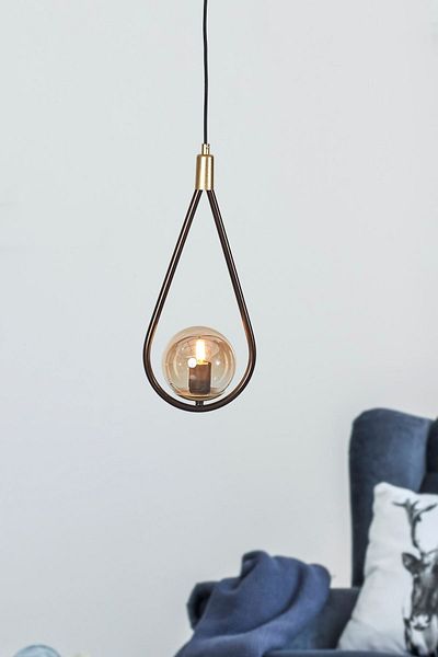 Luzarana Siena Single Antique-Yellow Metal Body Honey Color Glass Design Luxury Pendant Lamp Chandelier