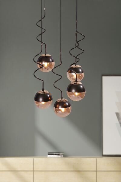 Luzarana Stella 5 Li Gold-Eskitme Metal Gövde Bal Camlı Tasarım Lüx Sarkıt Avize