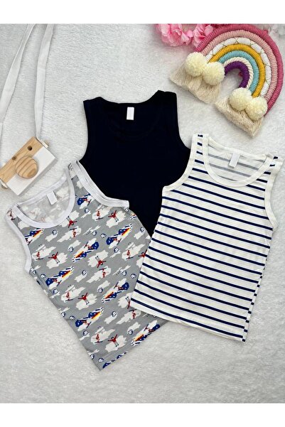 Little Miny Kids Minykids Mixed Patterned 3-Piece Undershirt Set