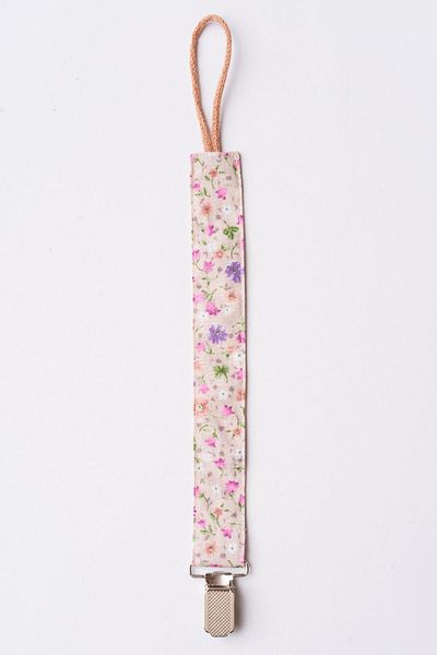 MyVera Spring Flower Mink - Pacifier Chain Set of 2 - 100% Cotton Fabric