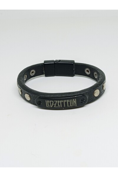 mama india alaçatı Led Zeppelin Studded Men's Bracelet 19 cm No:6
