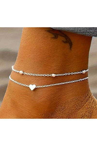 Dgt Luxury Heart Figured Two-Layer Anklet