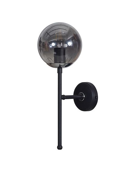Luzarana Olimpo Chrome-Black Metal Body Smoked Glass Design Luxury Sconce
