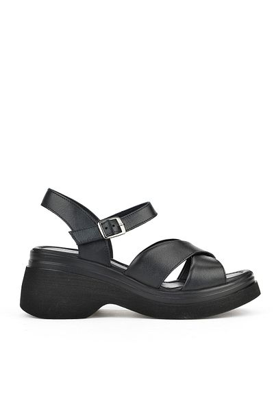 Ziya Genuine Leather Black Women's Heeled Sandals - 141992 Z61001
