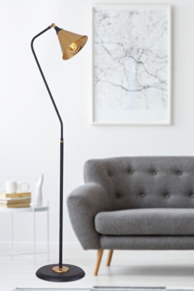 Luzarana Kapo Sarı -Siyah Metal Gövde Tasarım Lüx Yerden Aydınlatma Lambader