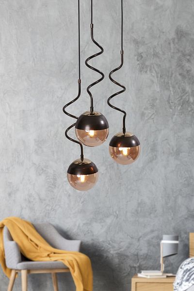 Luzarana Stella 3-Piece Luxury Metal Body - Gold Antique and Honey Glass Design Chandelier