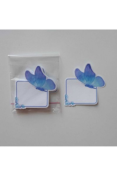Özcan Toptan Tuhafiye Gift Blue Butterfly Patterned Notepad | Note Paper | Notepad