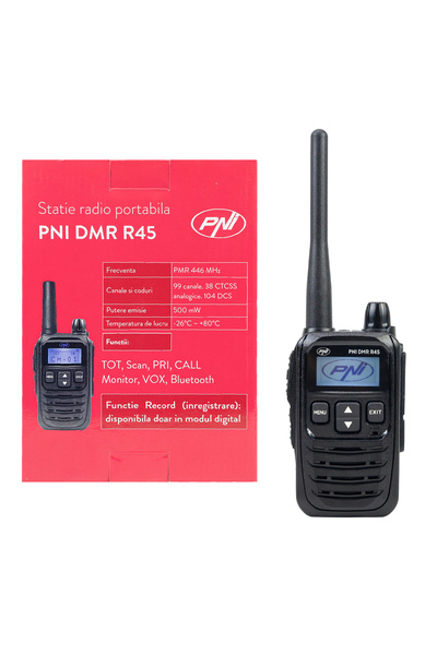 PNI Φορητός ραδιοφωνικός σταθμός DMR R45, ψηφιακός και αναλογικός, 446MHz, 16...