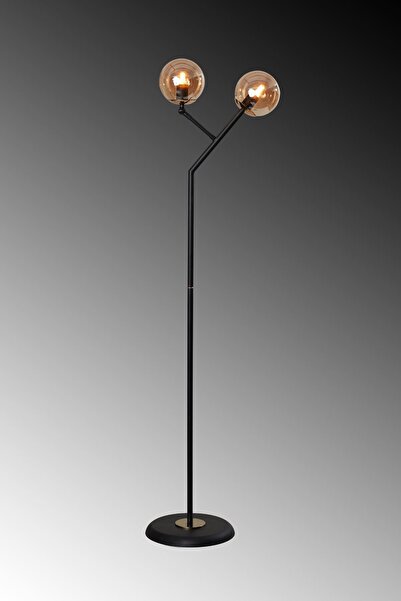 Luzarana Comet Siyah-Gold Metal Gövde Bal Camlı Mafsallı Tasarım Lüx Yerden Aydınlatma Lambader